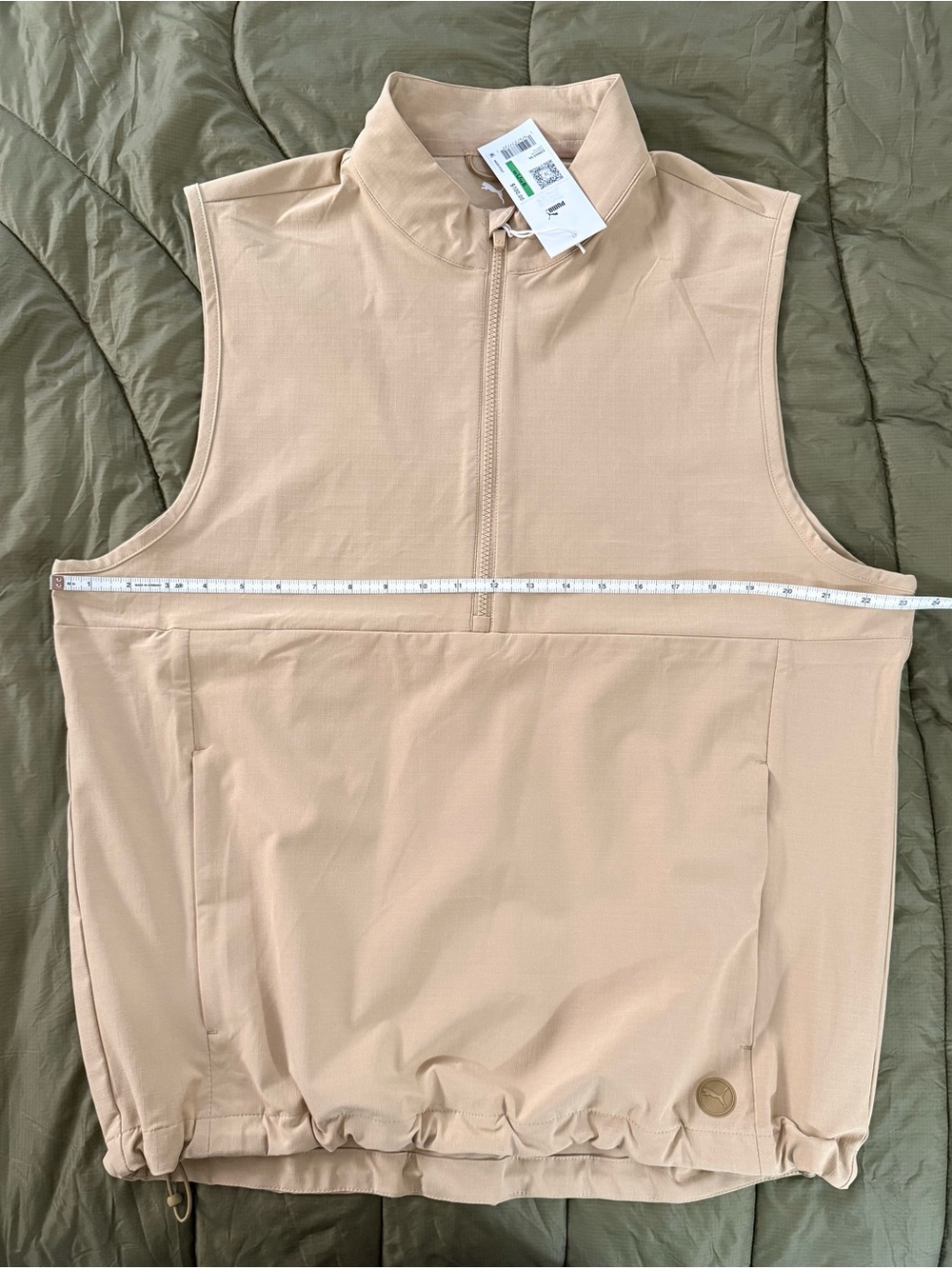 Puma ⛳️ Ripguard Half-Zip Golf Vest in Prairie Tan